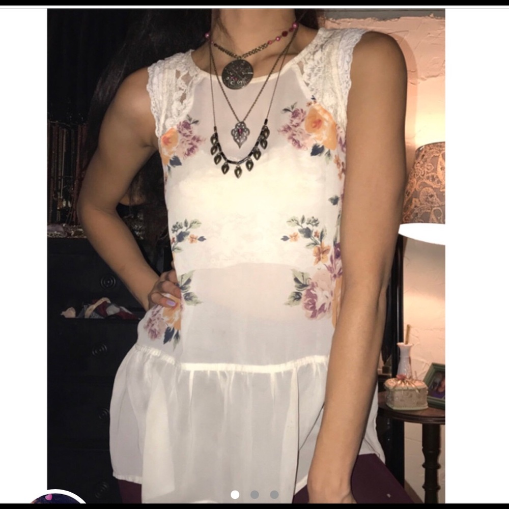 Cute floral sheer top